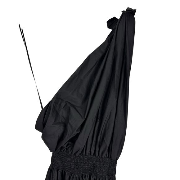 Monica Nera Demi Black Midi A-line Eco-cotton Cocktail Dress Wedding Guest Small - Picture 9 of 15